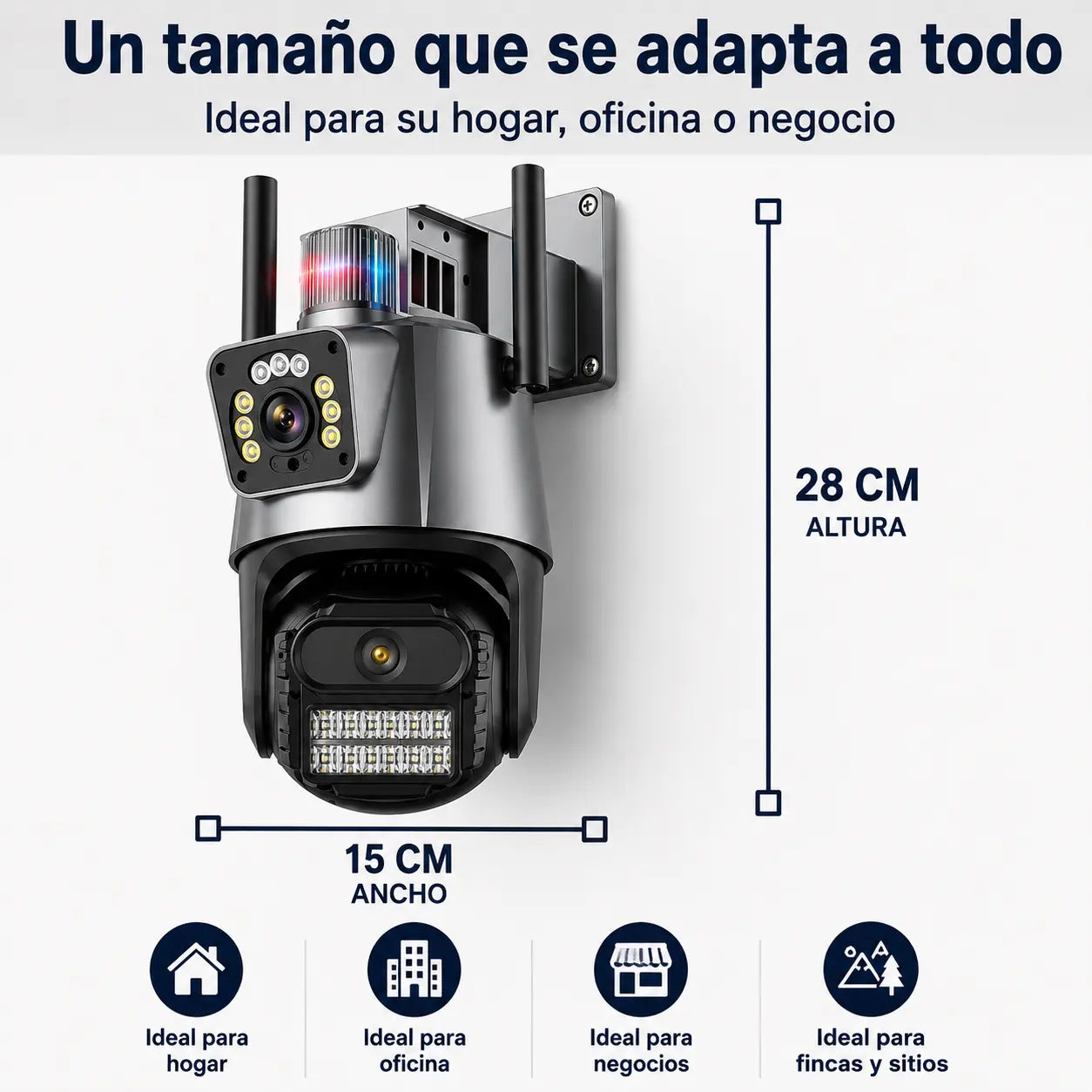 Cámara de Seguridad WiFi 4K con Sirena y Visión Nocturna